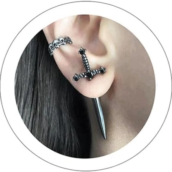 Gothic Sword Earrings for Women Men Unique Retro Dangle Drop Jewelry - Picture 1 of 3